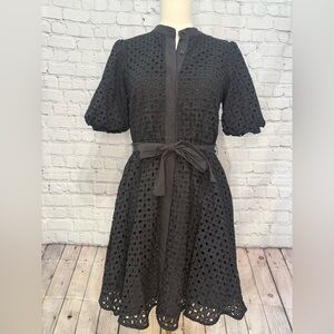 Nine West Black Eyelet Midi Dress